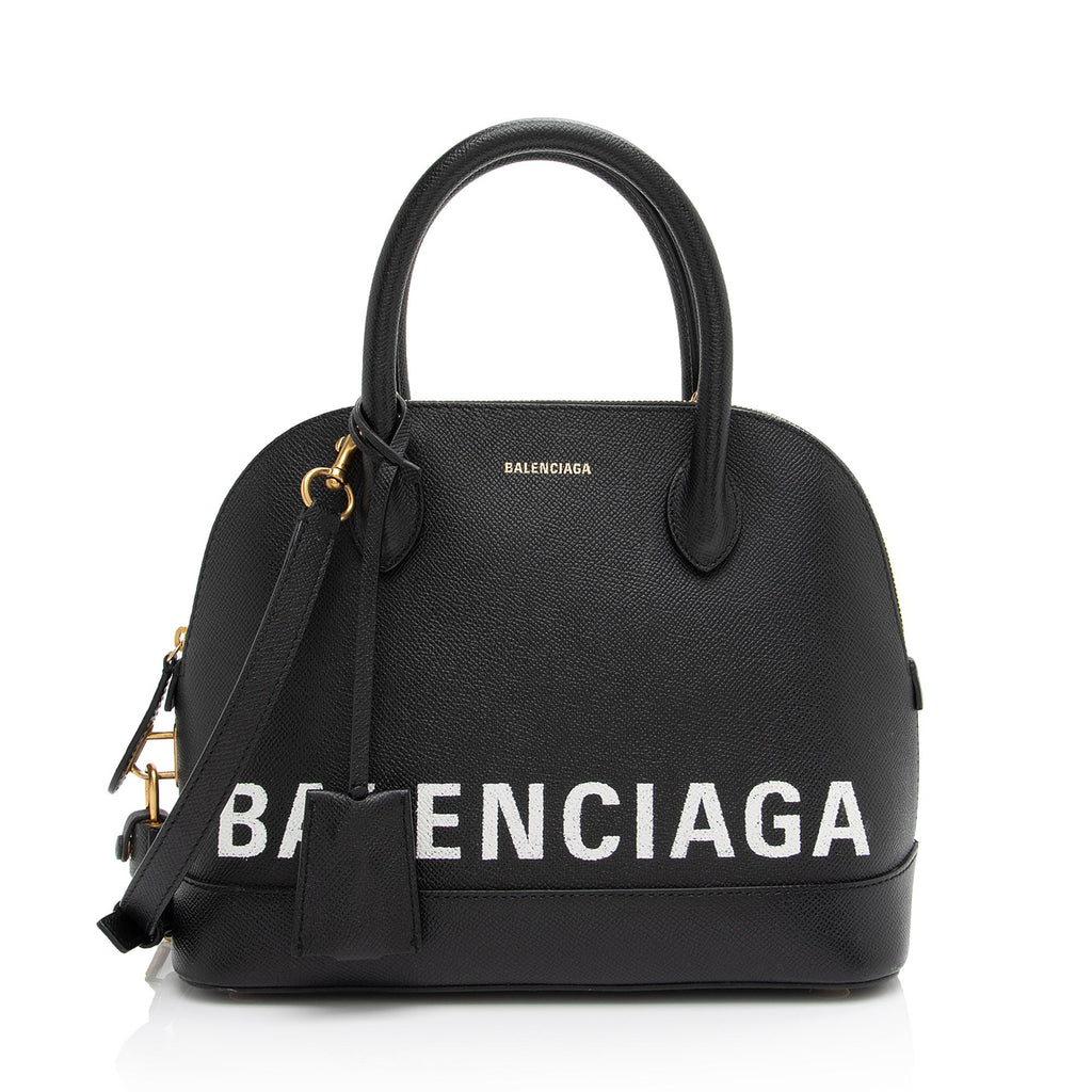 Balenciaga Ville XXS Black White Logo Grained Tote Bag