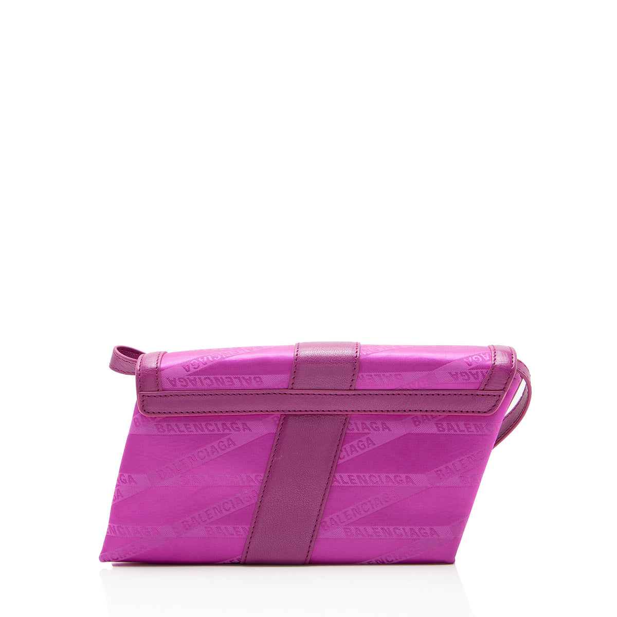 Balenciaga Jacquard Nylon Leather Logo Shift Wallet on Strap