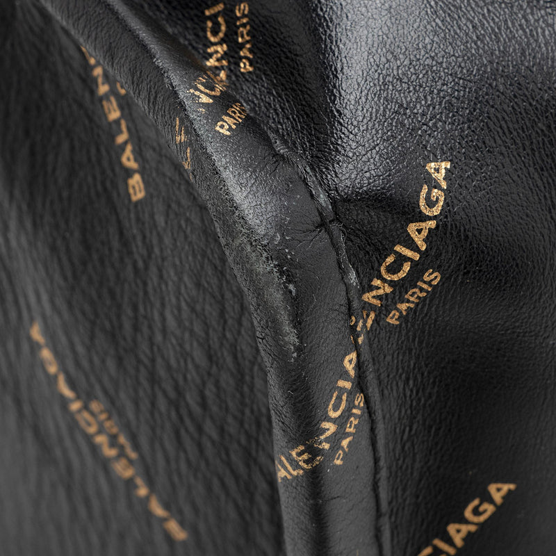 Balenciaga Leather Logo Bazar Large Tote (SHF-22215)