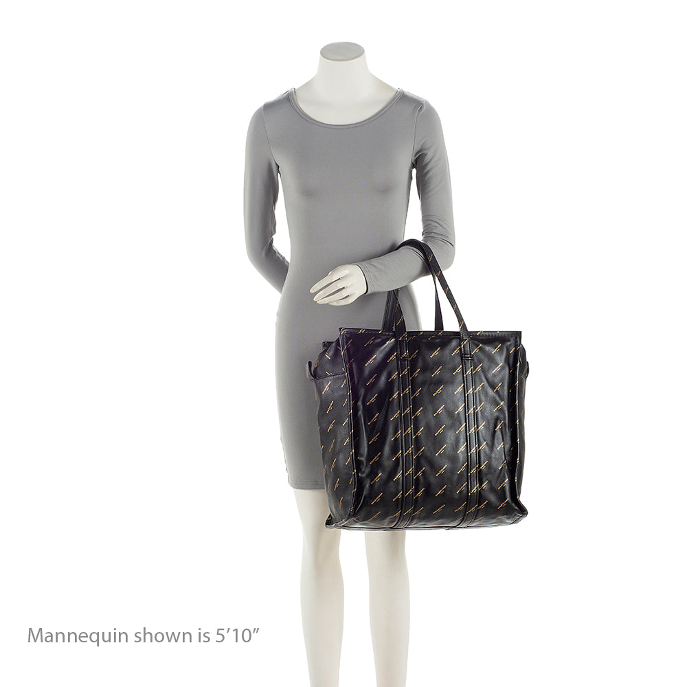 Balenciaga Leather Logo Bazar Large Tote (SHF-22215)