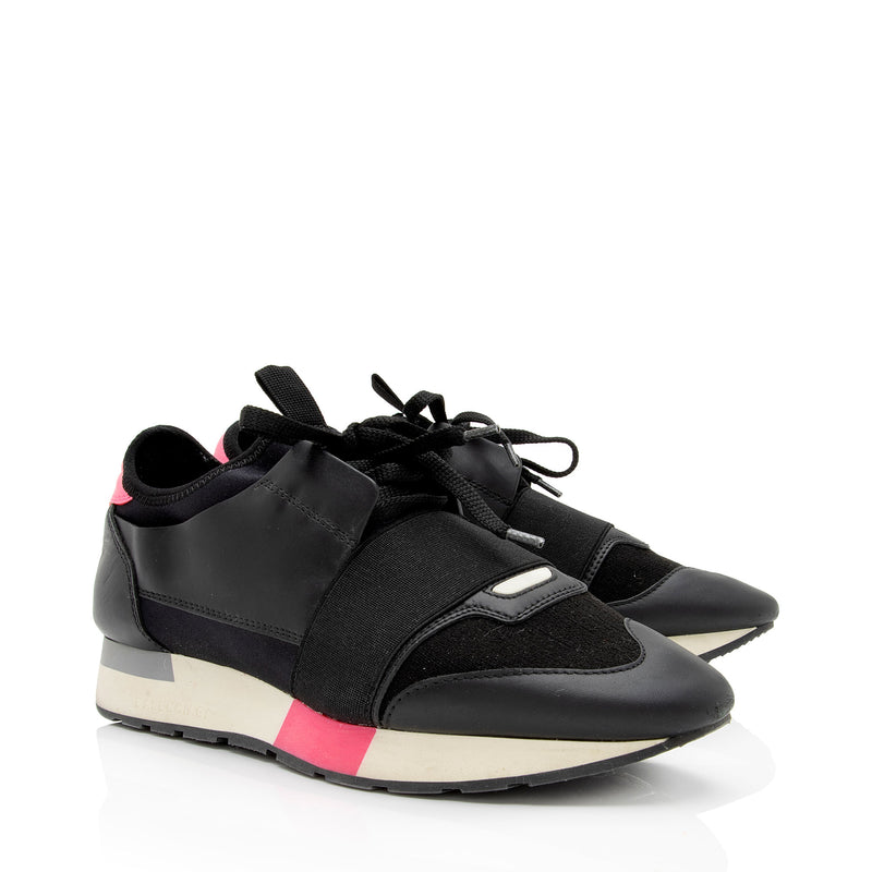 regiment lovgivning hans Balenciaga Leather Stretch Knit Race Runner Sneakers - Size 8 / 38 (SH –  LuxeDH