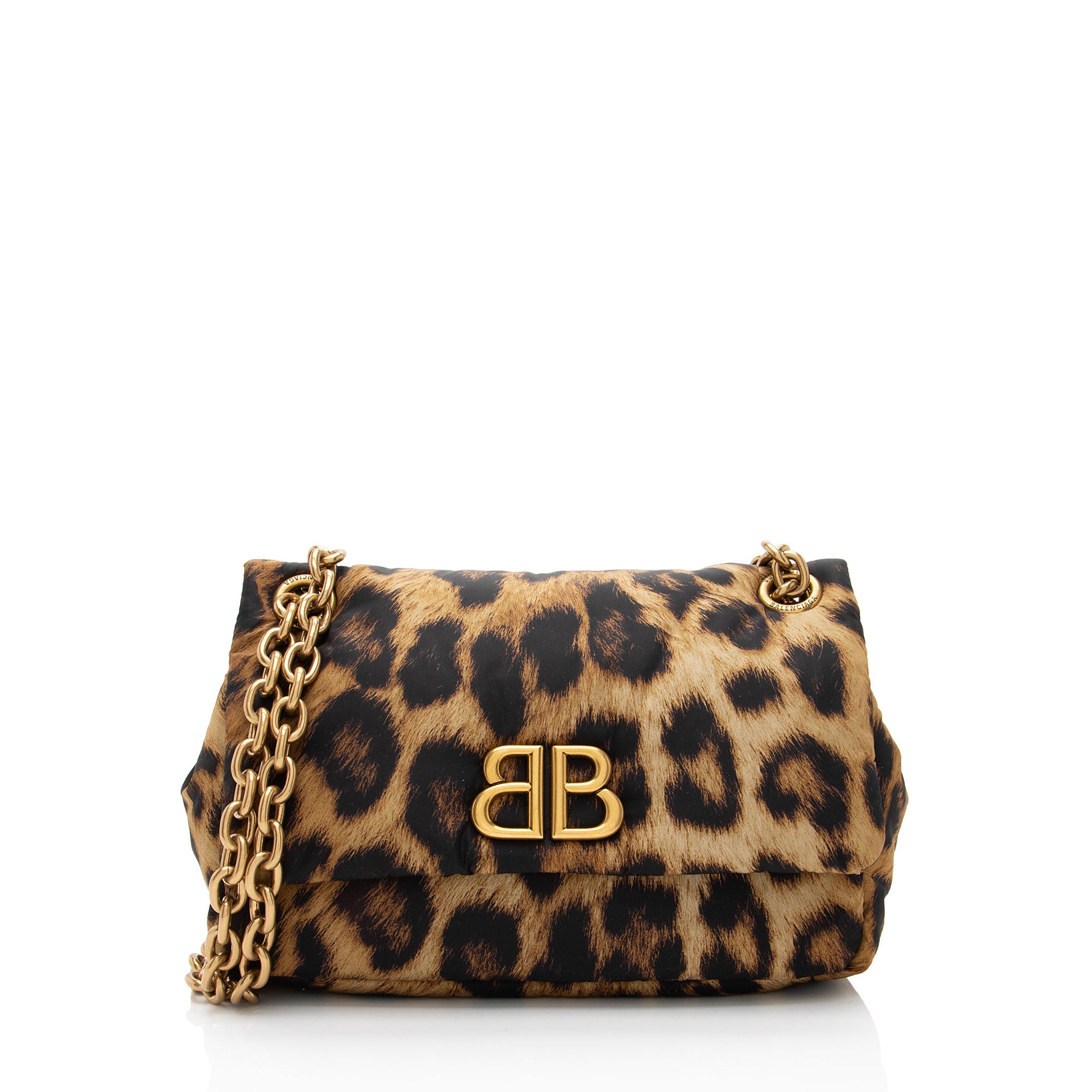 Balenciaga Nylon Leopard Monaco Mini Shoulder Bag (SHF-WvmJR1)