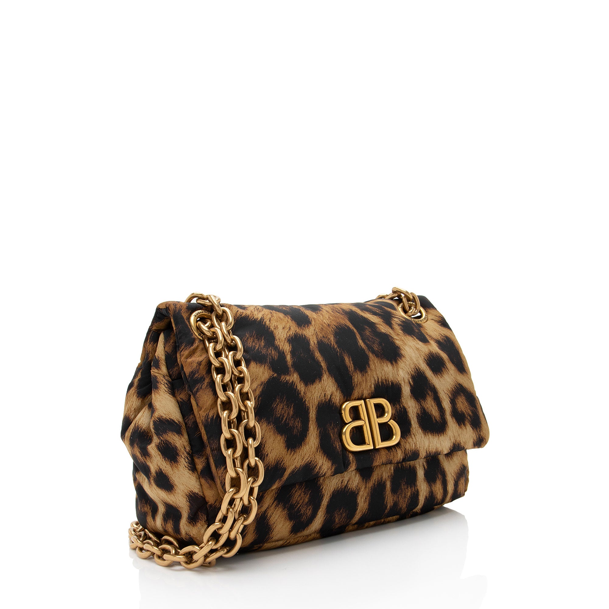 Balenciaga Nylon Leopard Monaco Mini Shoulder Bag (SHF-WvmJR1)