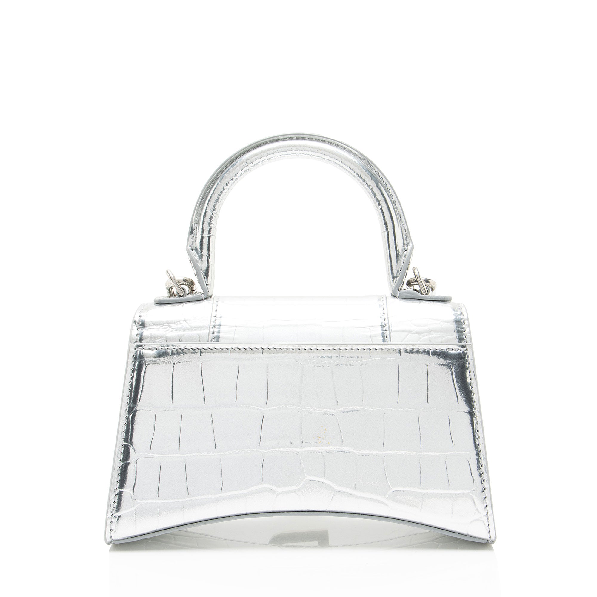 Balenciaga Metallic Croc Embossed Calfskin Hourglass XS Top Handle