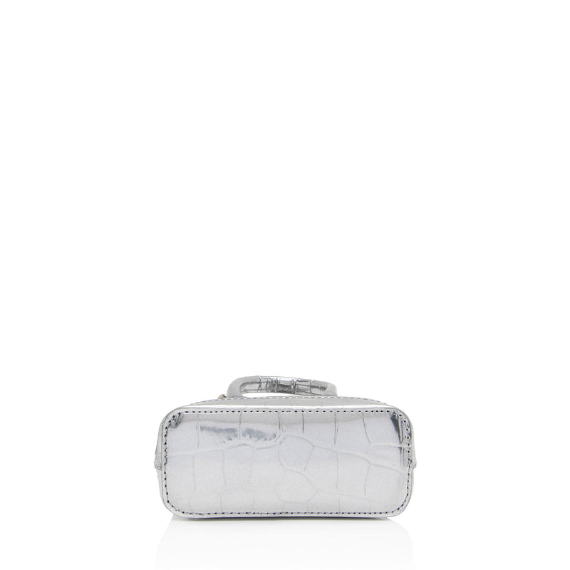 Balenciaga Metallic Croc Embossed Ville Mini Top Handle Bag (SHF-Ayu5RO)
