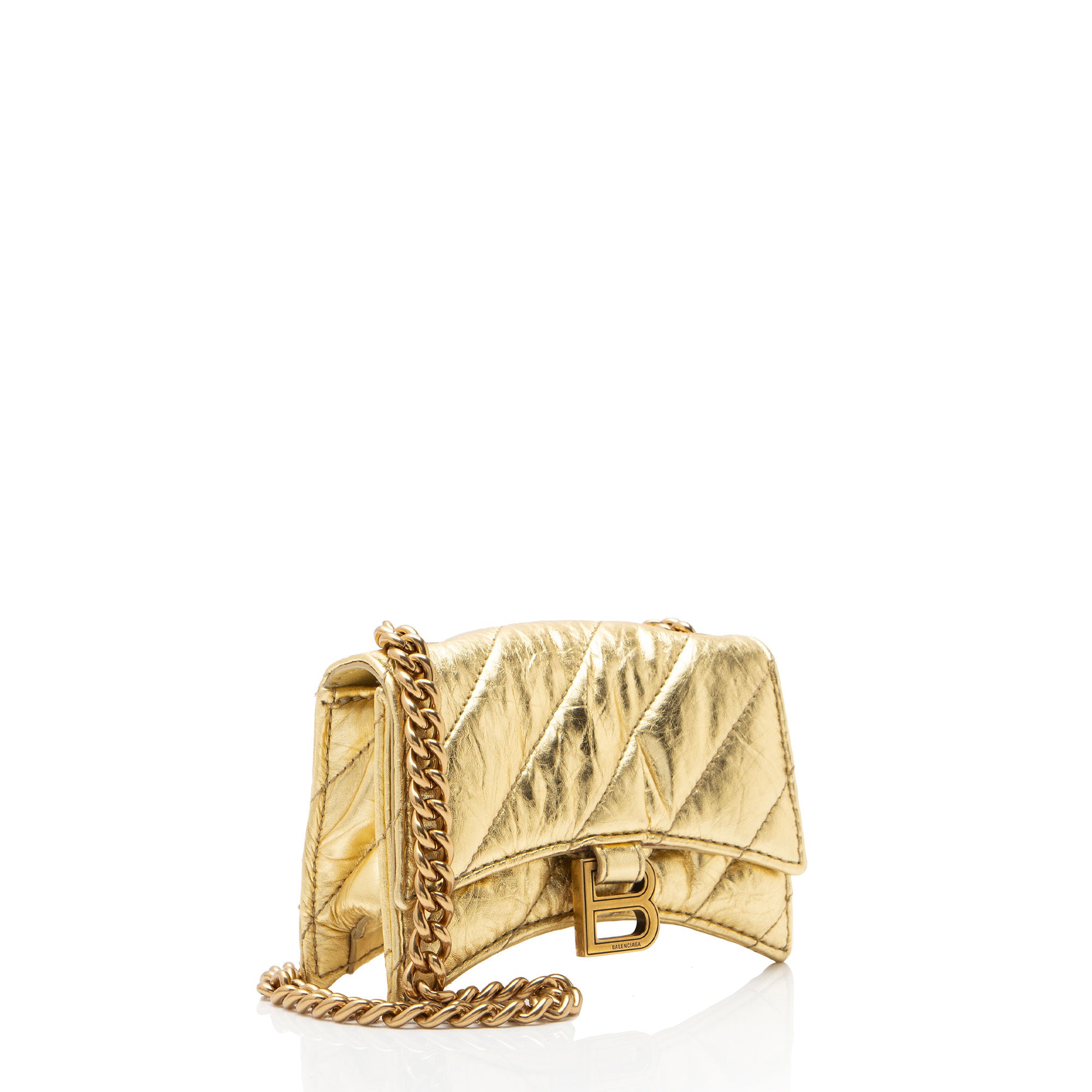 Balenciaga Metallic Quilted Calfskin Crush Mini Shoulder Bag