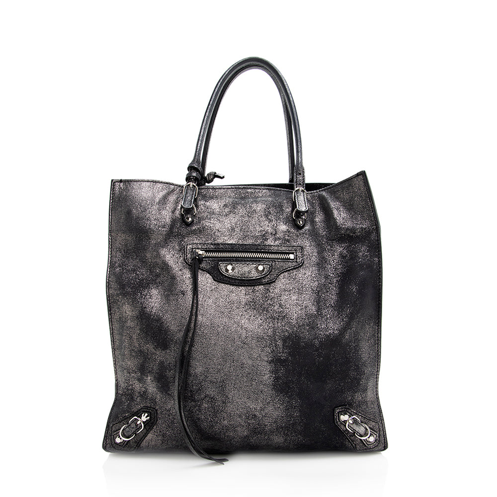 Balenciaga Metallic Veau Leather Papier A4 Tote