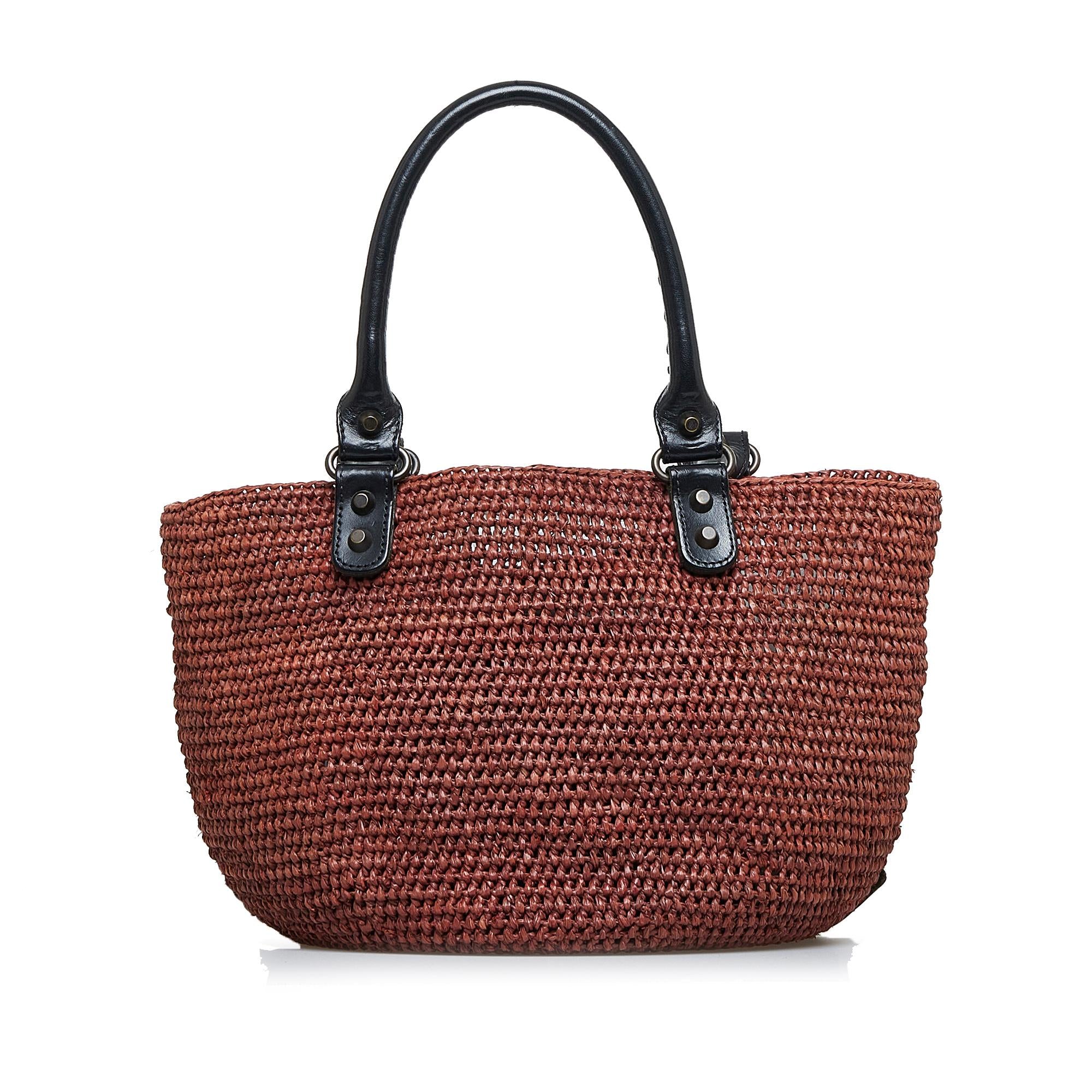 Balenciaga Motocross Classic Raffia Panier Tote (SHG-u1DpE5)