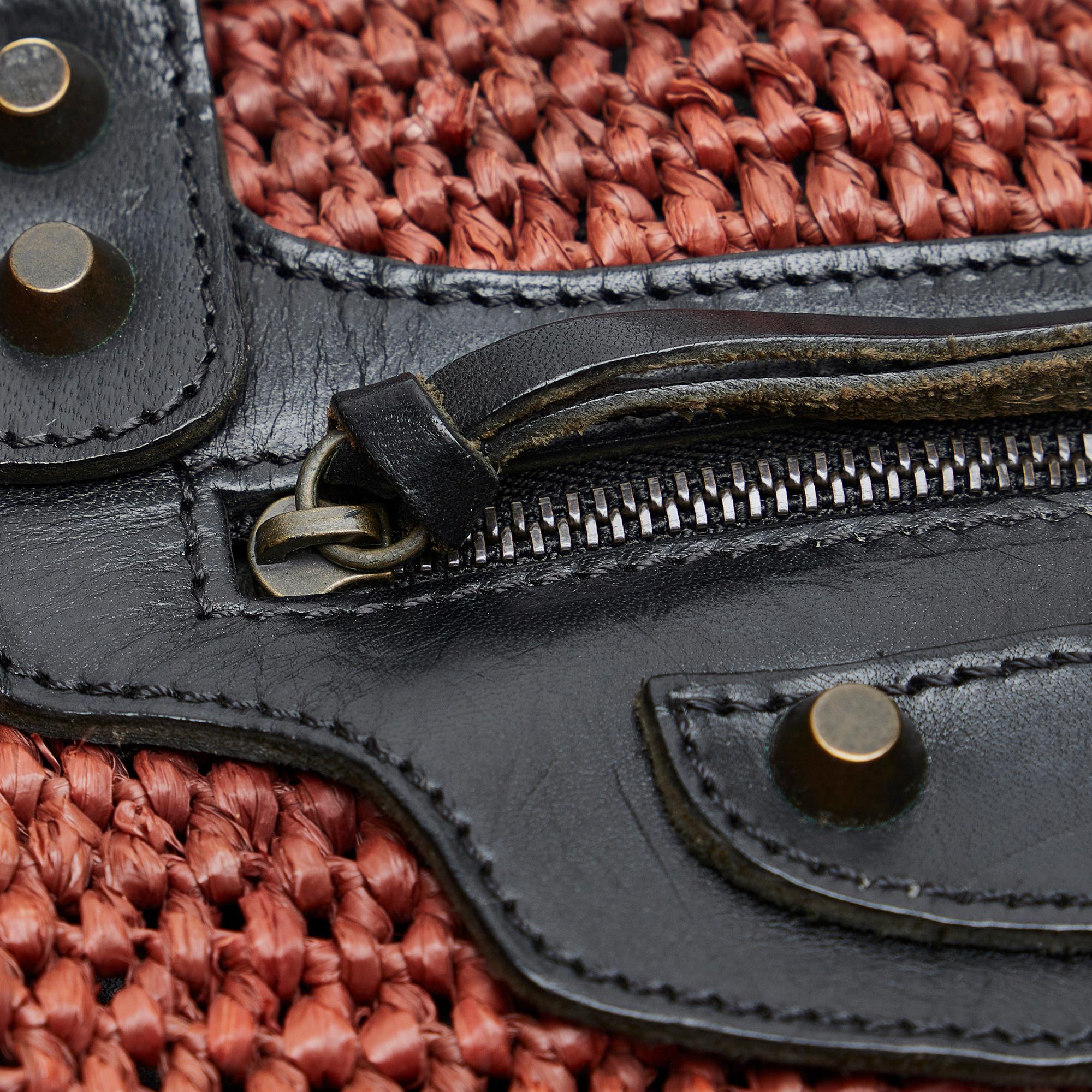 Balenciaga Motocross Classic Raffia Panier Tote (SHG-u1DpE5)