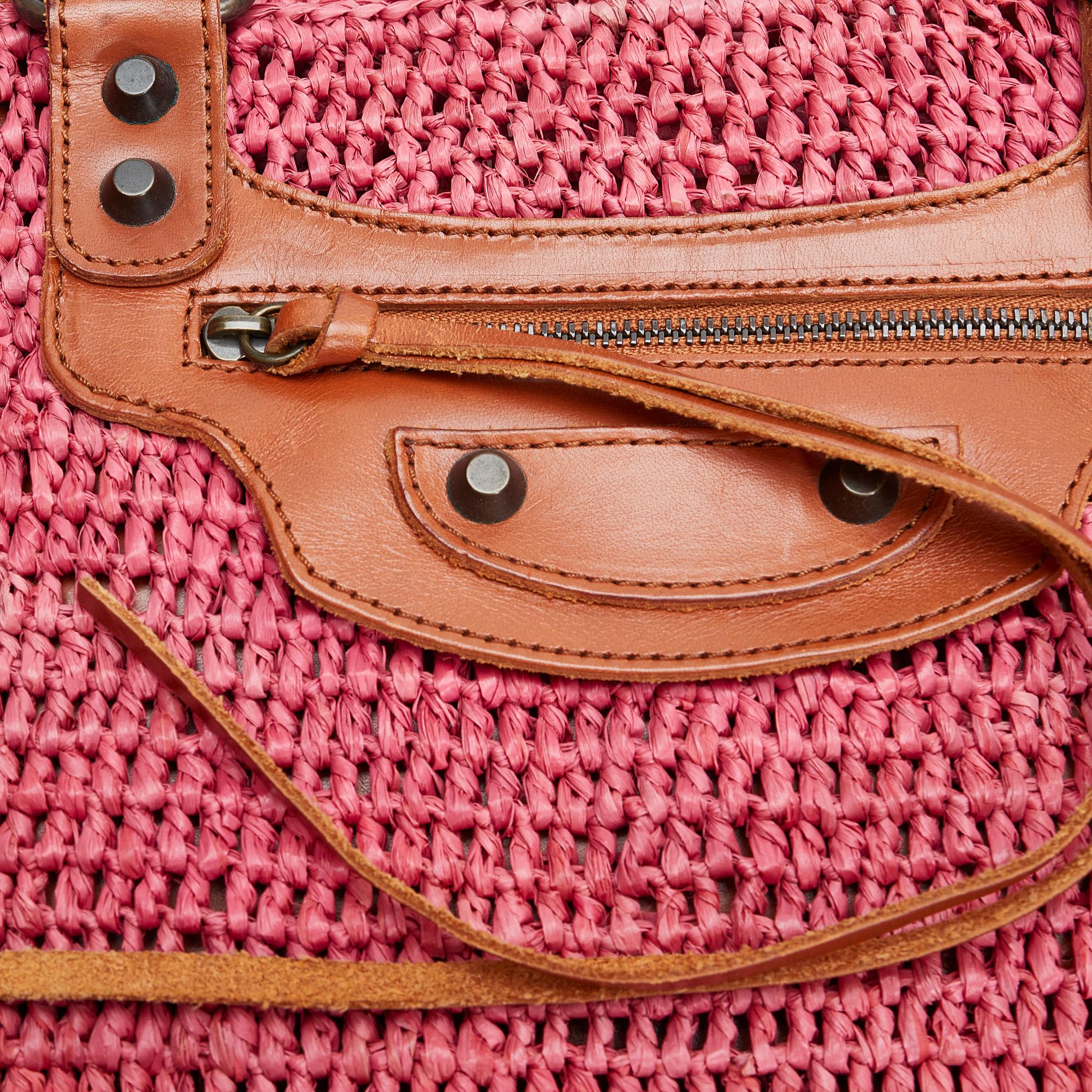 Balenciaga Motocross Classic Raffia Tote (SHG-XaZ3ub)