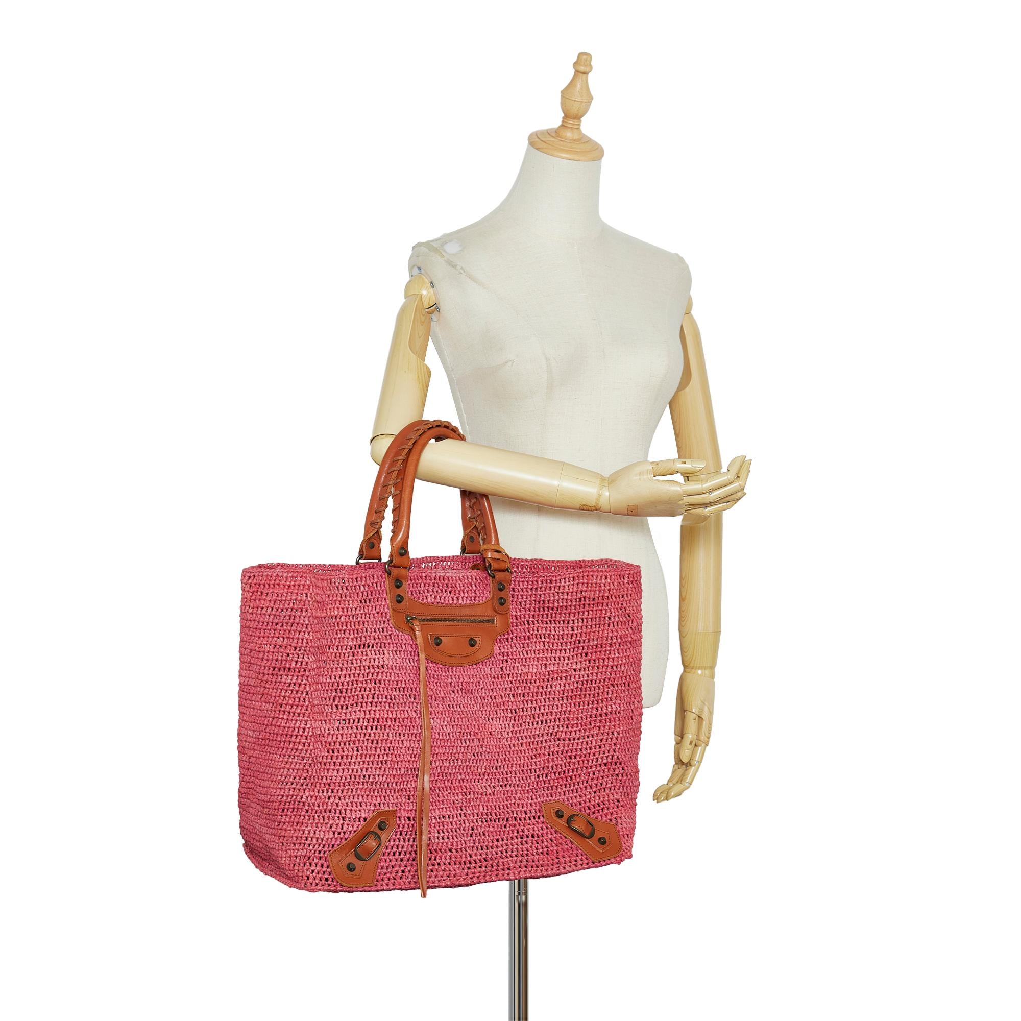 Balenciaga Motocross Classic Raffia Tote (SHG-XaZ3ub)