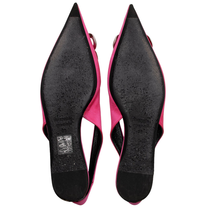 Balenciaga Satin BB Knife Slingback Flats Size 6 36 SHF pCDQ06 LuxeDH