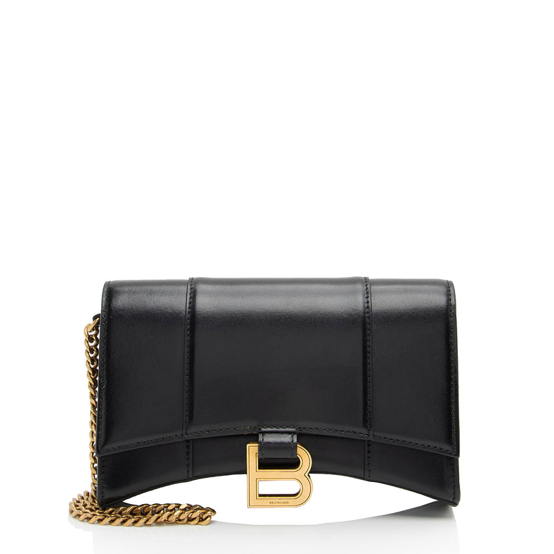 Balenciaga Shiny Calfskin Hourglass Wallet on Chain Bag (SHF-PW1B0p)