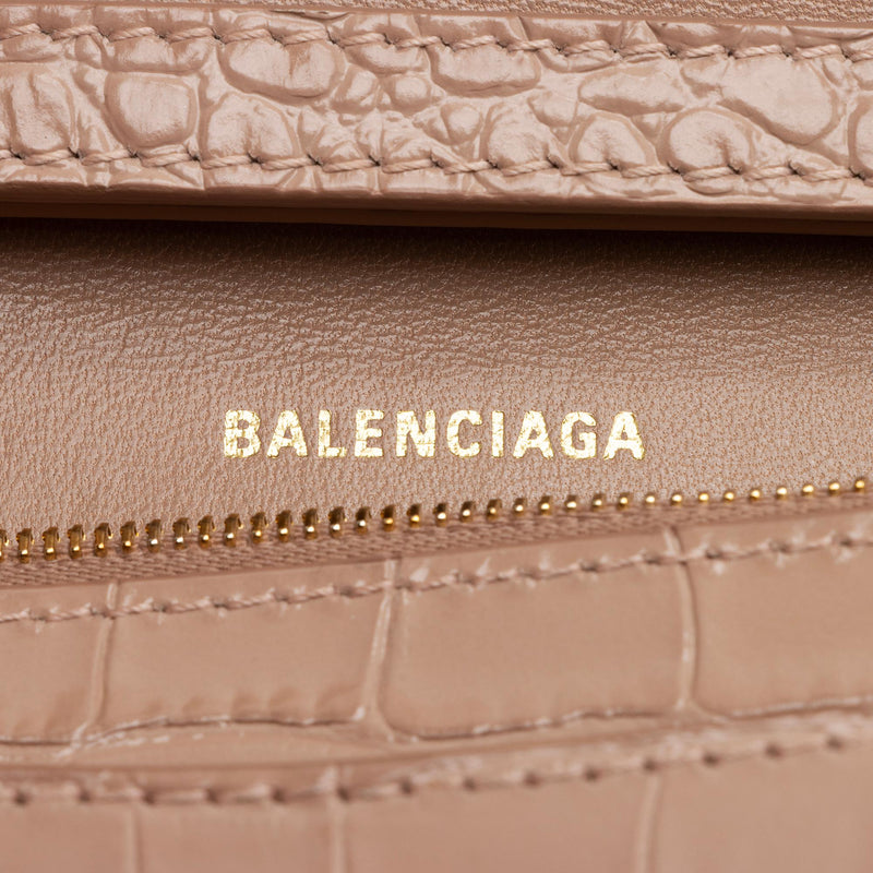 Balenciaga Shiny Croc Embossed Calfskin Hourglass Chain Bag (SHF-ZdcMW4)