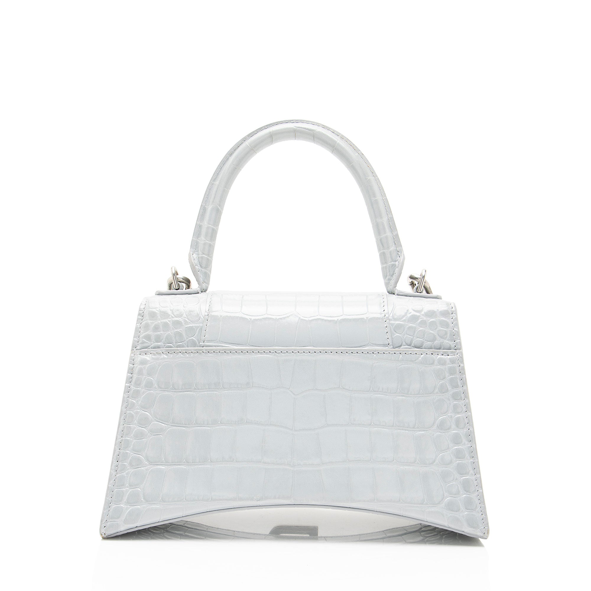 Balenciaga Shiny Croc Embossed Calfskin Hourglass Small Top Handle
