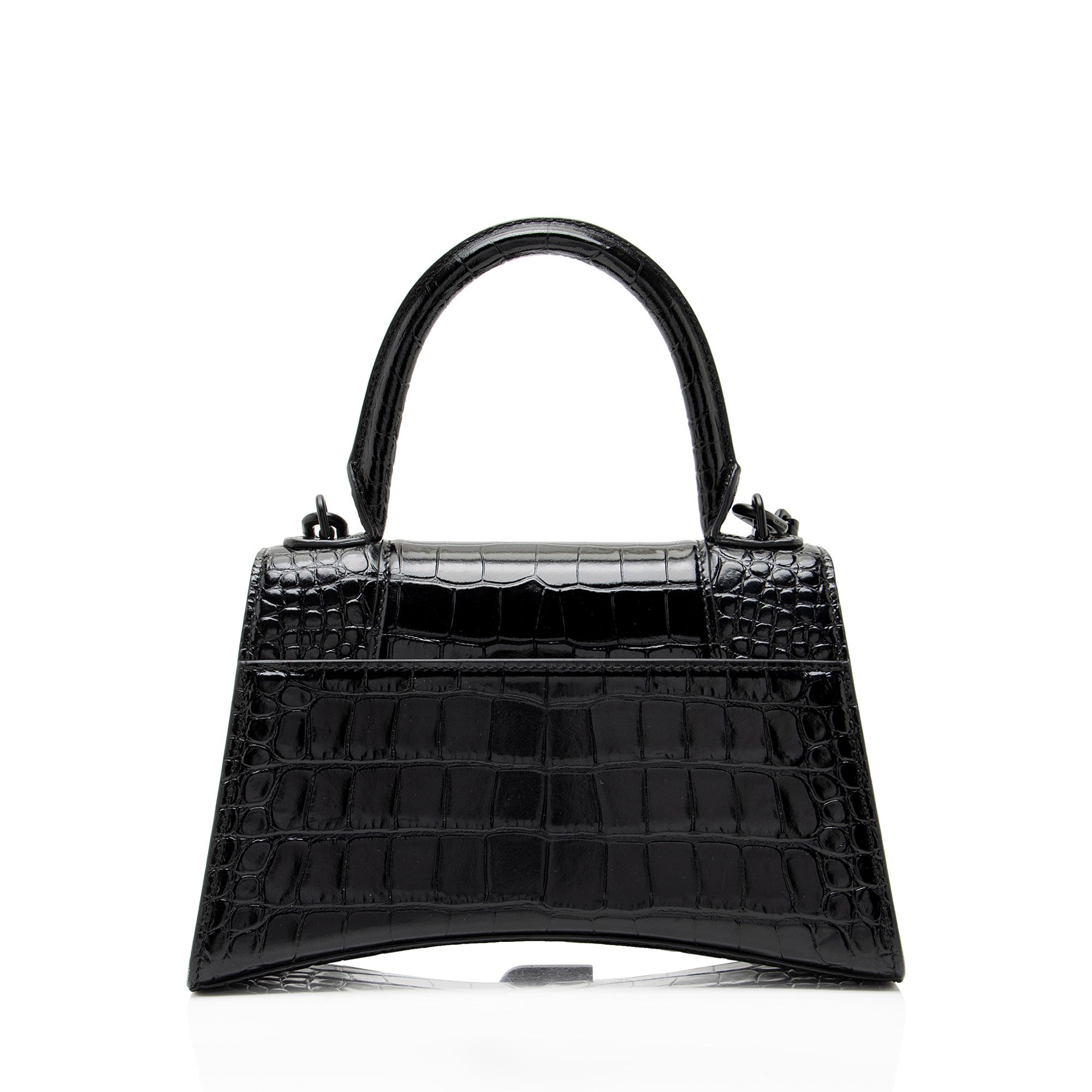 Balenciaga Shiny Croc Embossed Calfskin Hourglass Small Top Handle