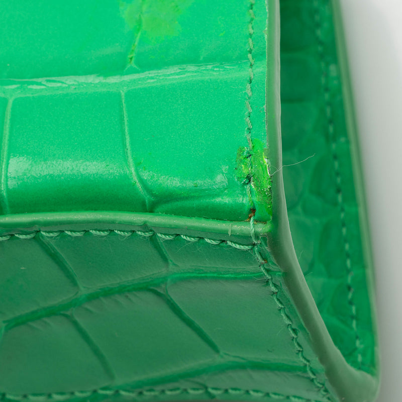 Balenciaga Shiny Croc Embossed Calfskin Hourglass Super Nano Top Handle (SHF-c6OAtN)