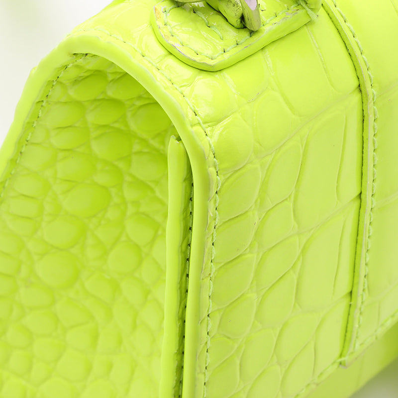 Balenciaga Shiny Croc Embossed Calfskin Hourglass XS Top Handle (SHF-vSVXrb)