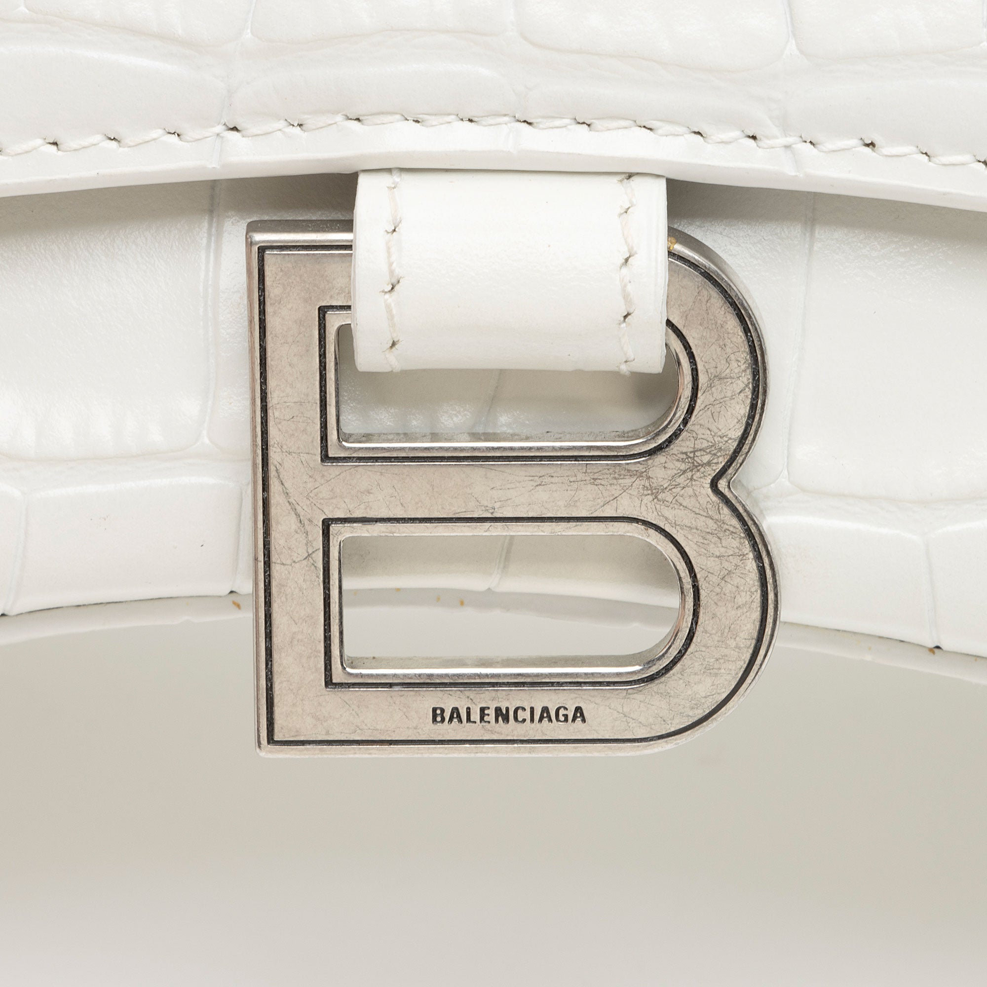 Balenciaga Shiny Croc Embossed Calfskin Hourglass XS Top Handle (SHF-phP4Bs)