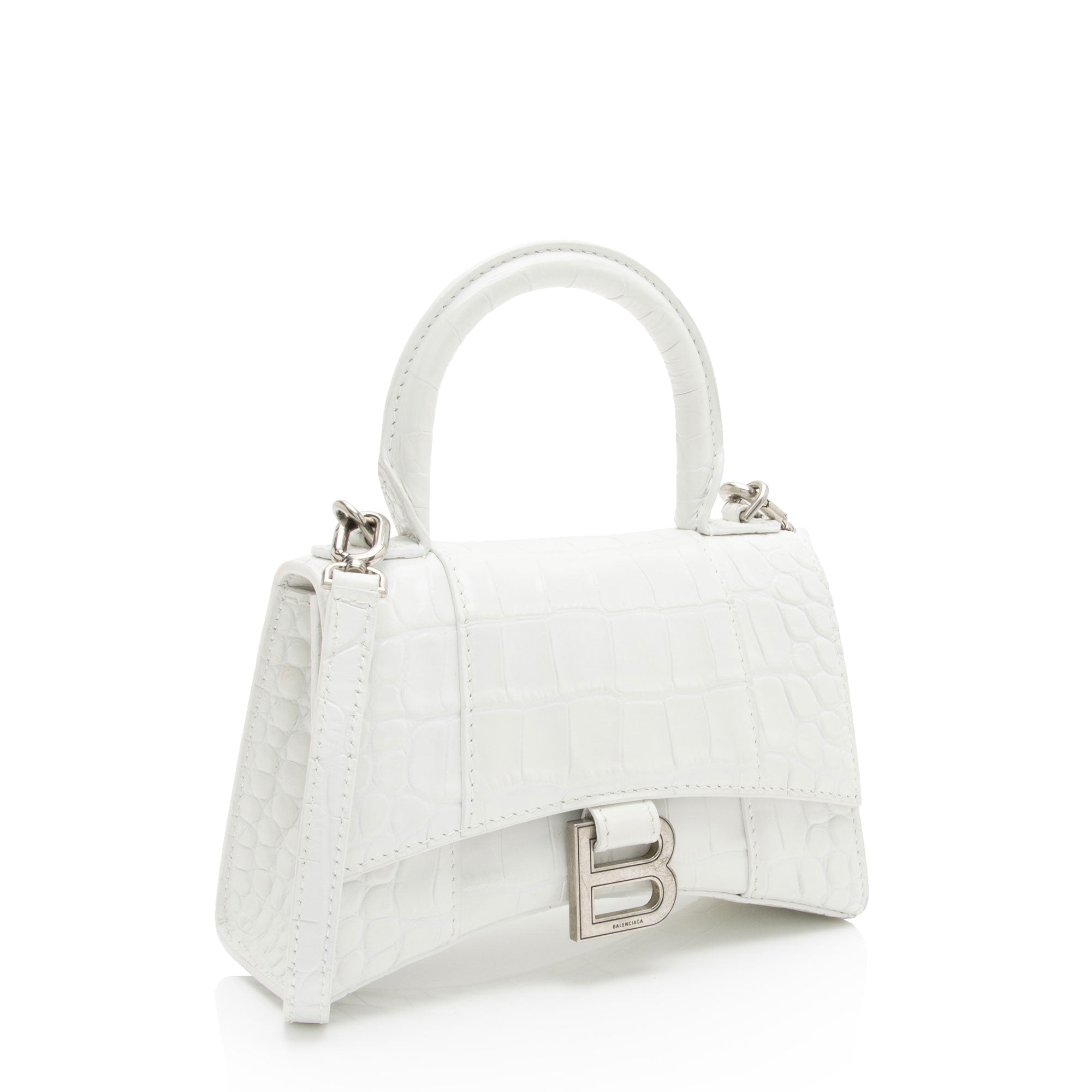 Balenciaga Shiny Croc Embossed Calfskin Hourglass XS Top Handle (SHF-phP4Bs)