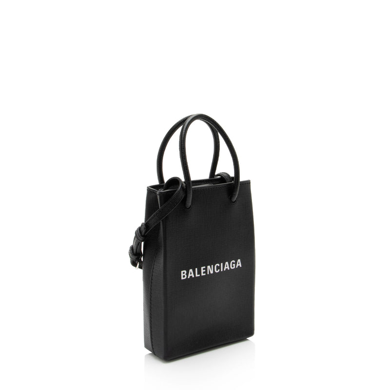 Balenciaga Textured Calfskin Phone Holder Crossbody Bag (SHF-vPnMbh)