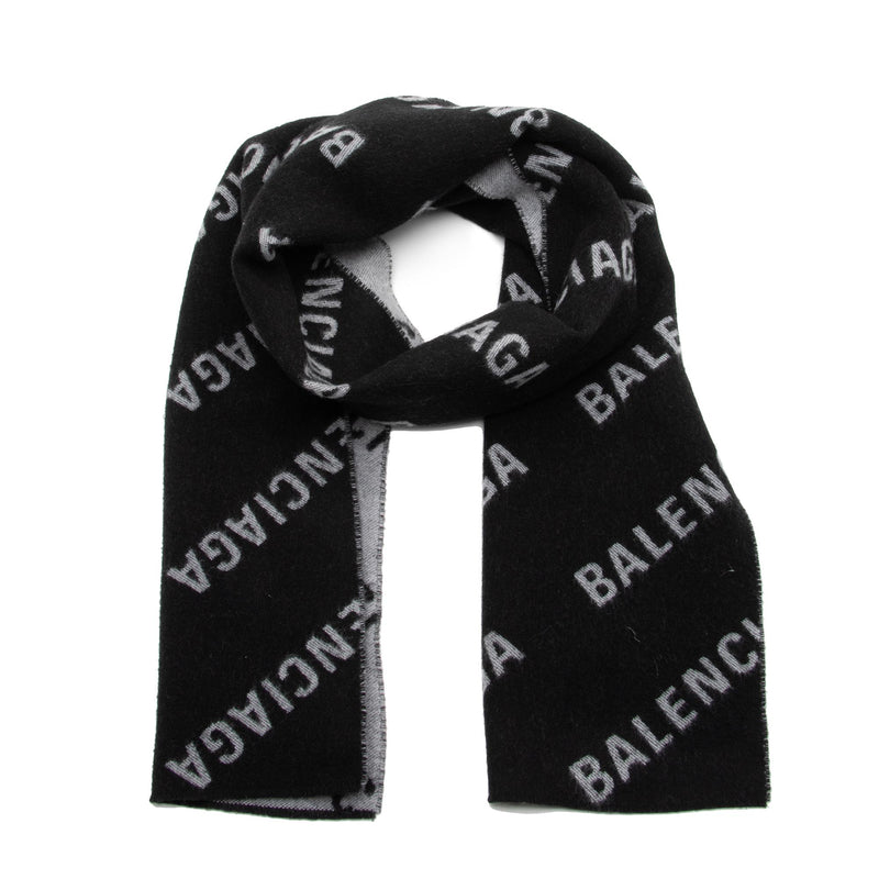Balenciaga Wool Allover Logo Scarf (SHF-23945)