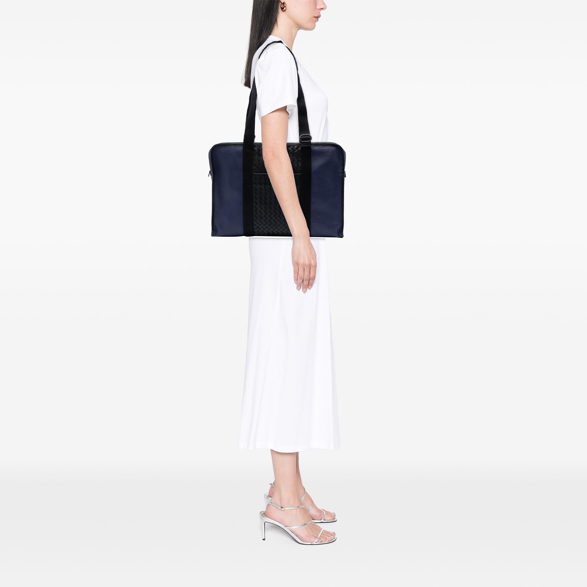 Bottega Veneta Bicolor Intrecciato Trimmed Nappa Business Bag