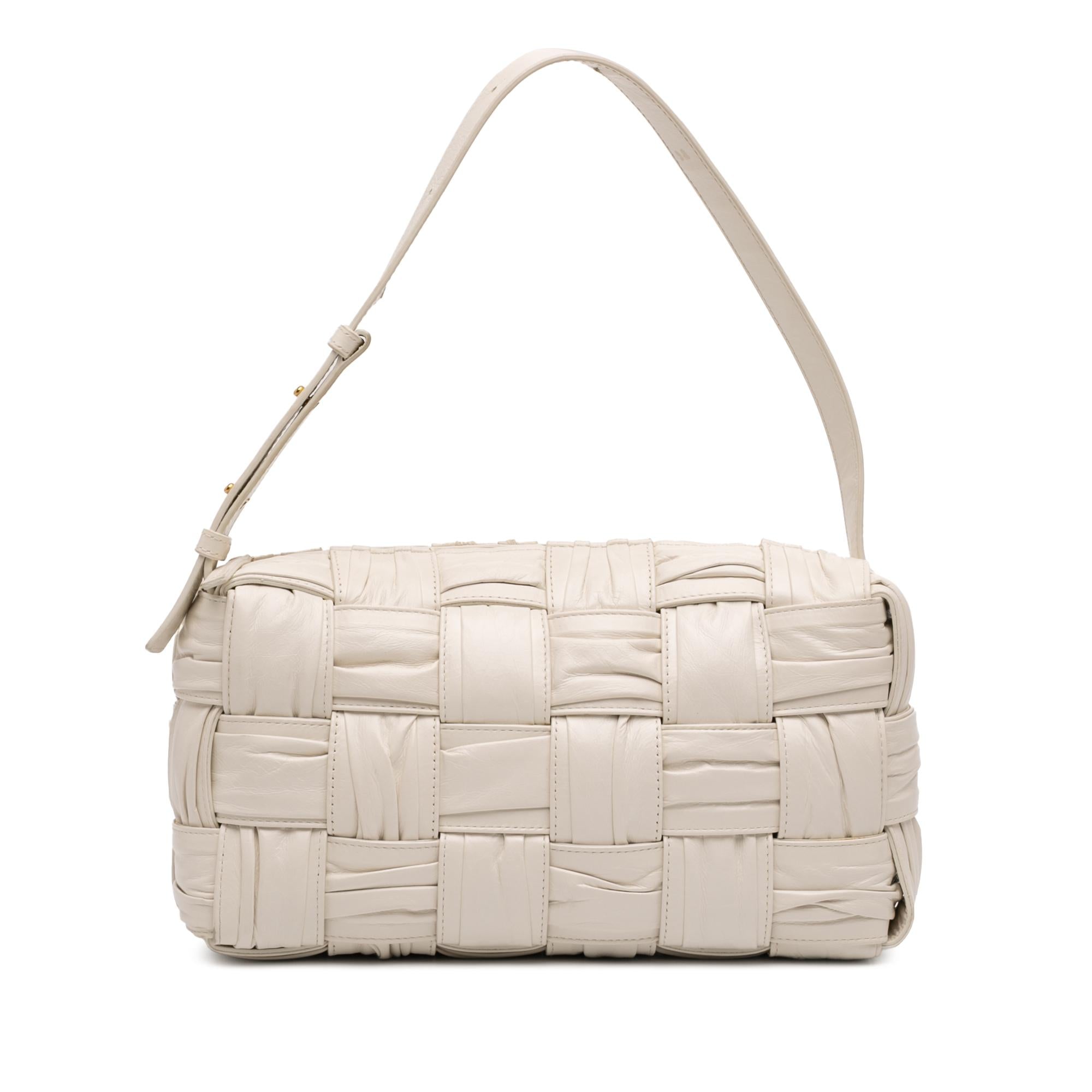 Bottega Veneta Calfskin Intreccio Plisse Cassette Shoulder Bag