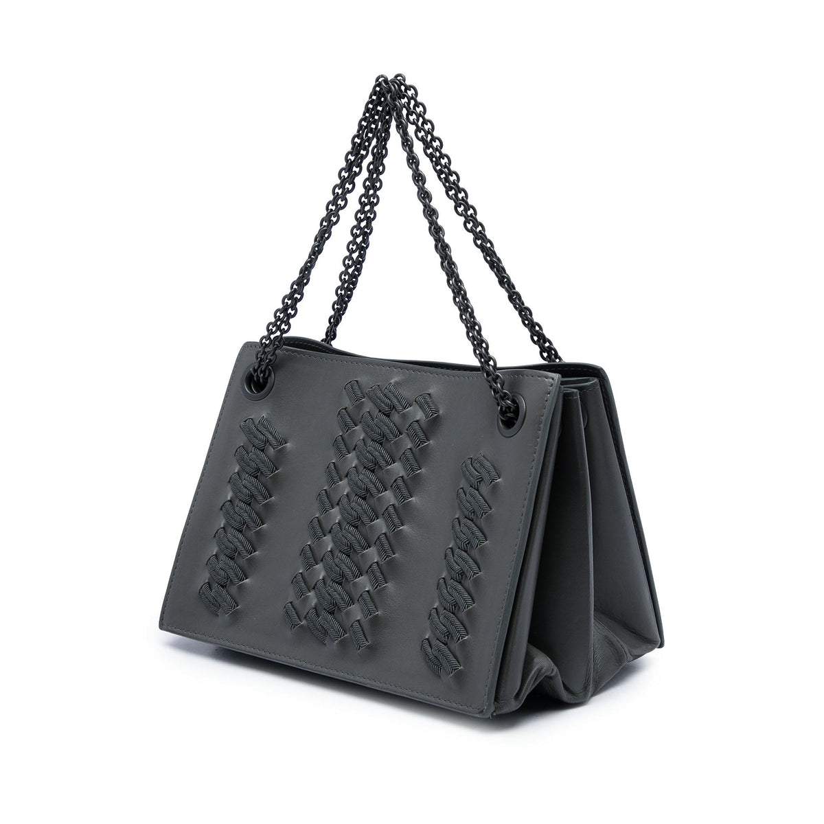 Bottega Veneta Embroidered Intrecciato Trimmed Nappa Chain Handbag
