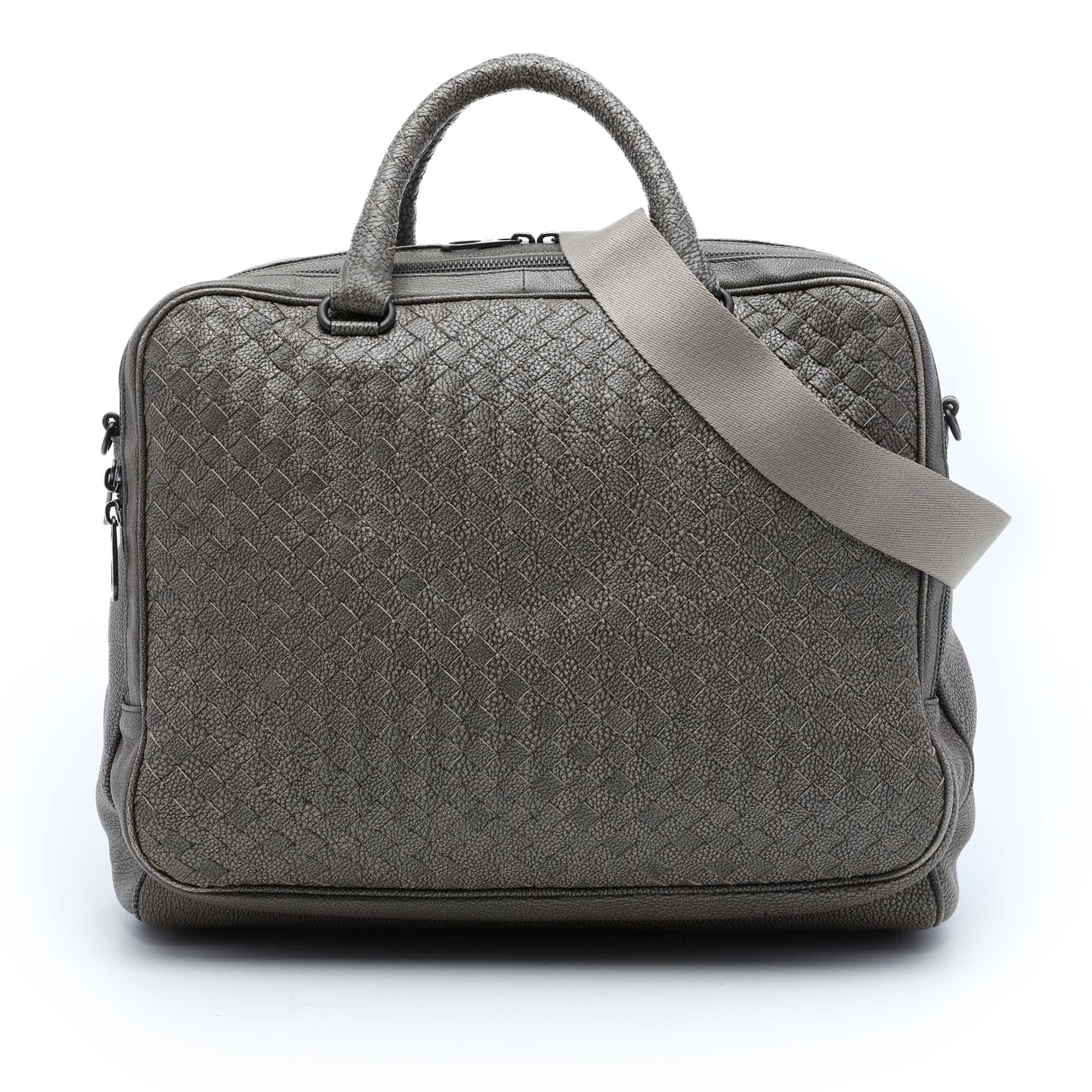 Bottega Veneta Grained Calfskin Intrecciato Business Bag