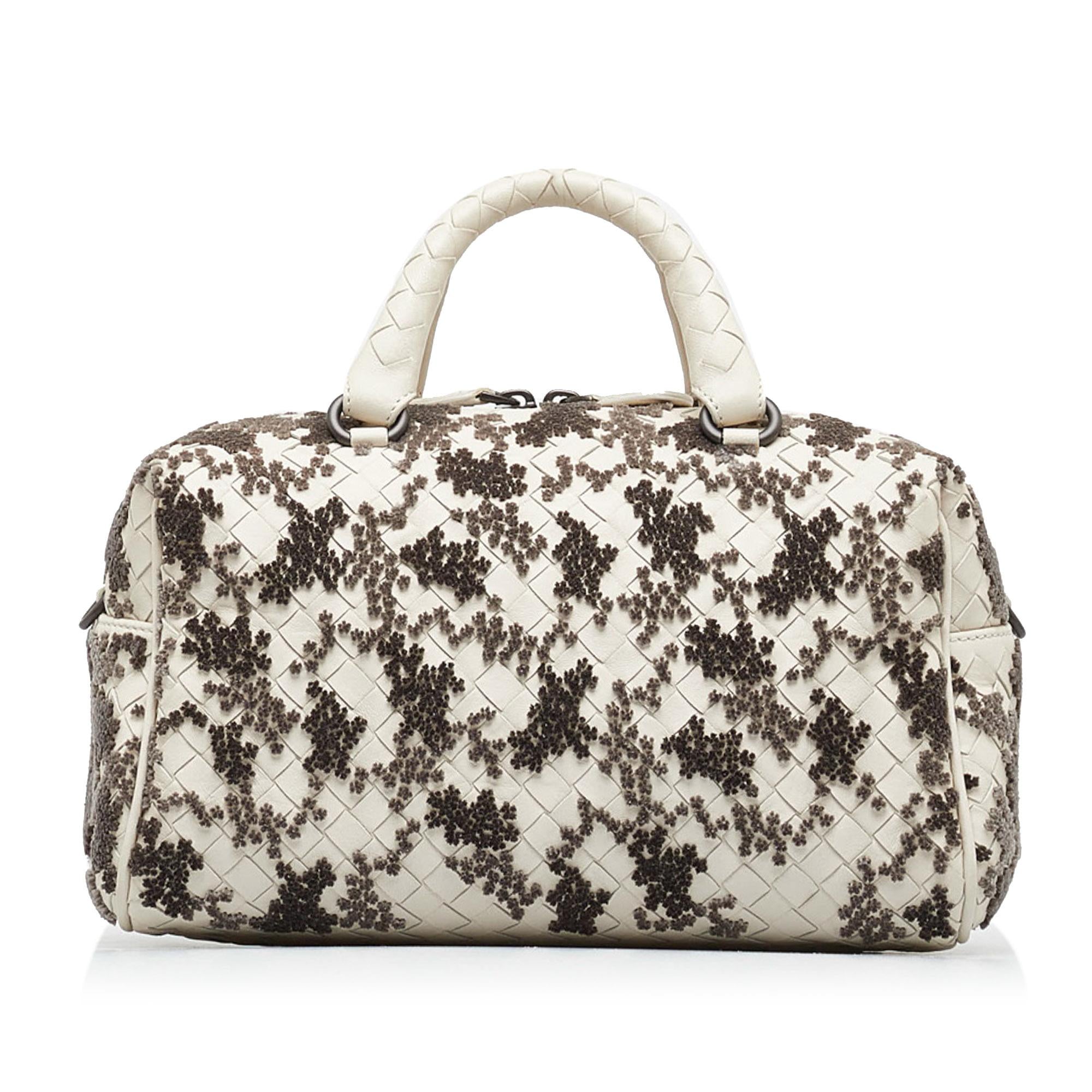 Bottega Veneta In Mist Intrecciato Flocked Velvet Bouquet Duffel Bag (SHG-xasGlj)