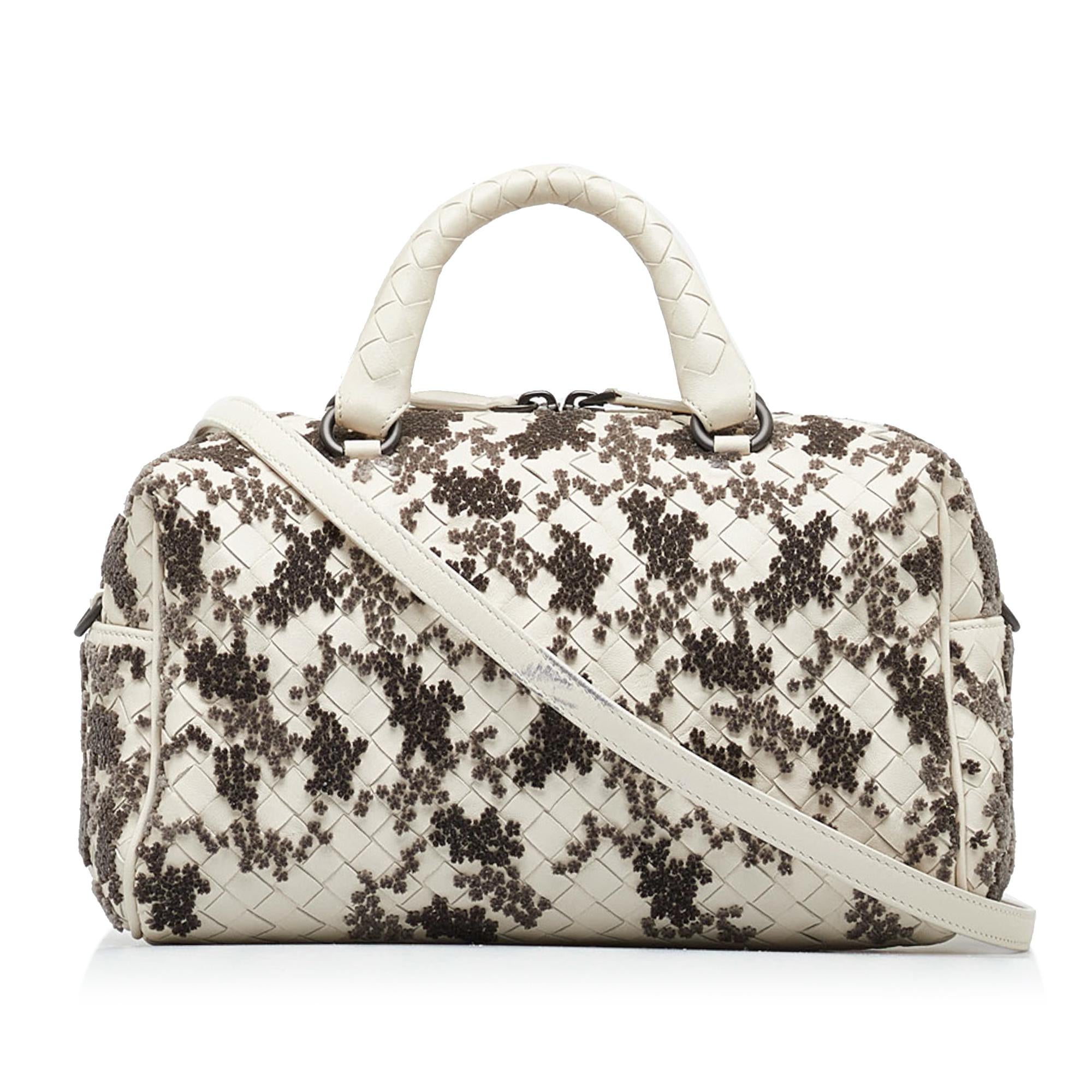 Bottega Veneta In Mist Intrecciato Flocked Velvet Bouquet Duffel Bag (SHG-xasGlj)