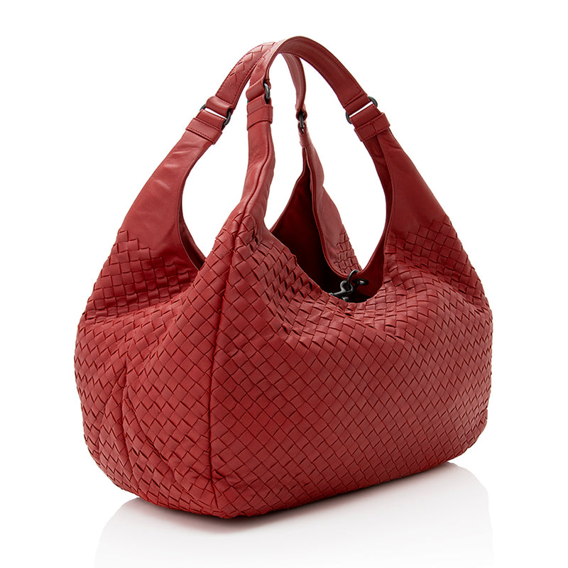 Bottega Veneta Silver Maxi Intrecciato Woven Nappa Leather Mini Arco Tote Bag