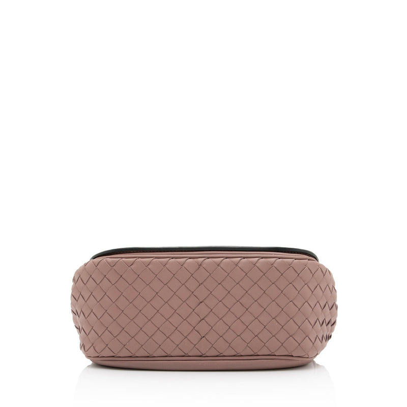 Bottega Veneta Intrecciato Nappa Luna Dusty Pink Crossbody Flap Bag