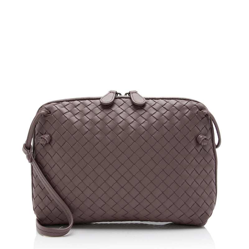 Bottega Veneta Grey Intrecciato Leather Double Zip Nodini Crossbody Bag  Bottega Veneta