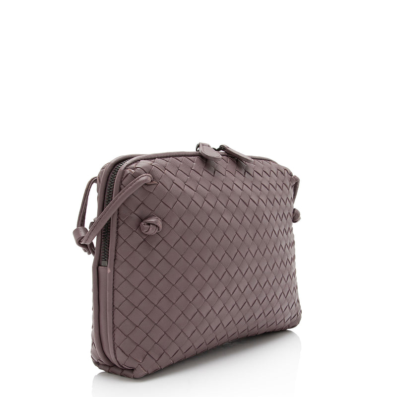 Bottega Veneta Grey Intrecciato Leather Large Nodini Crossbody Bag