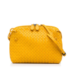 Bottega Veneta Nodini Small Intrecciato Leather Cross-body Bag In Gold