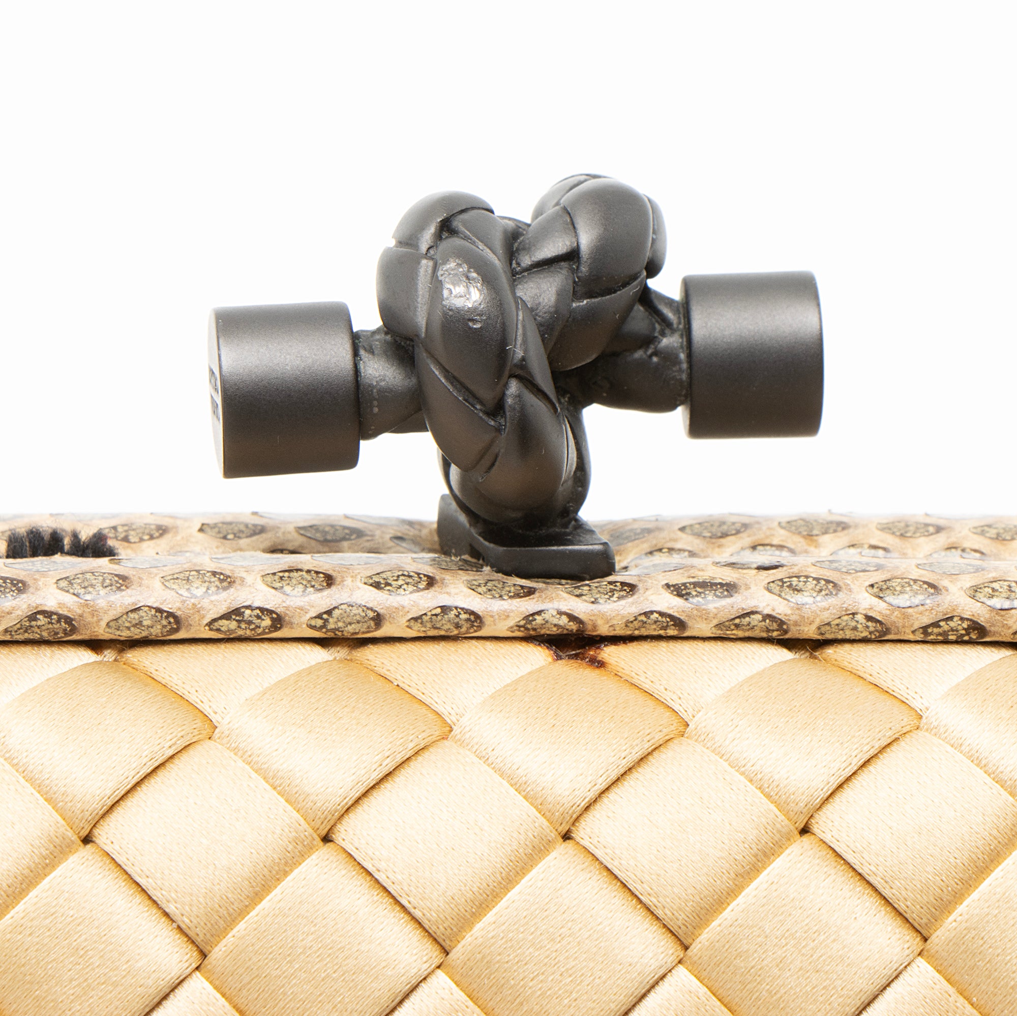 Bottega Veneta Intrecciato Satin Ayers Snakeskin Knot Clutch