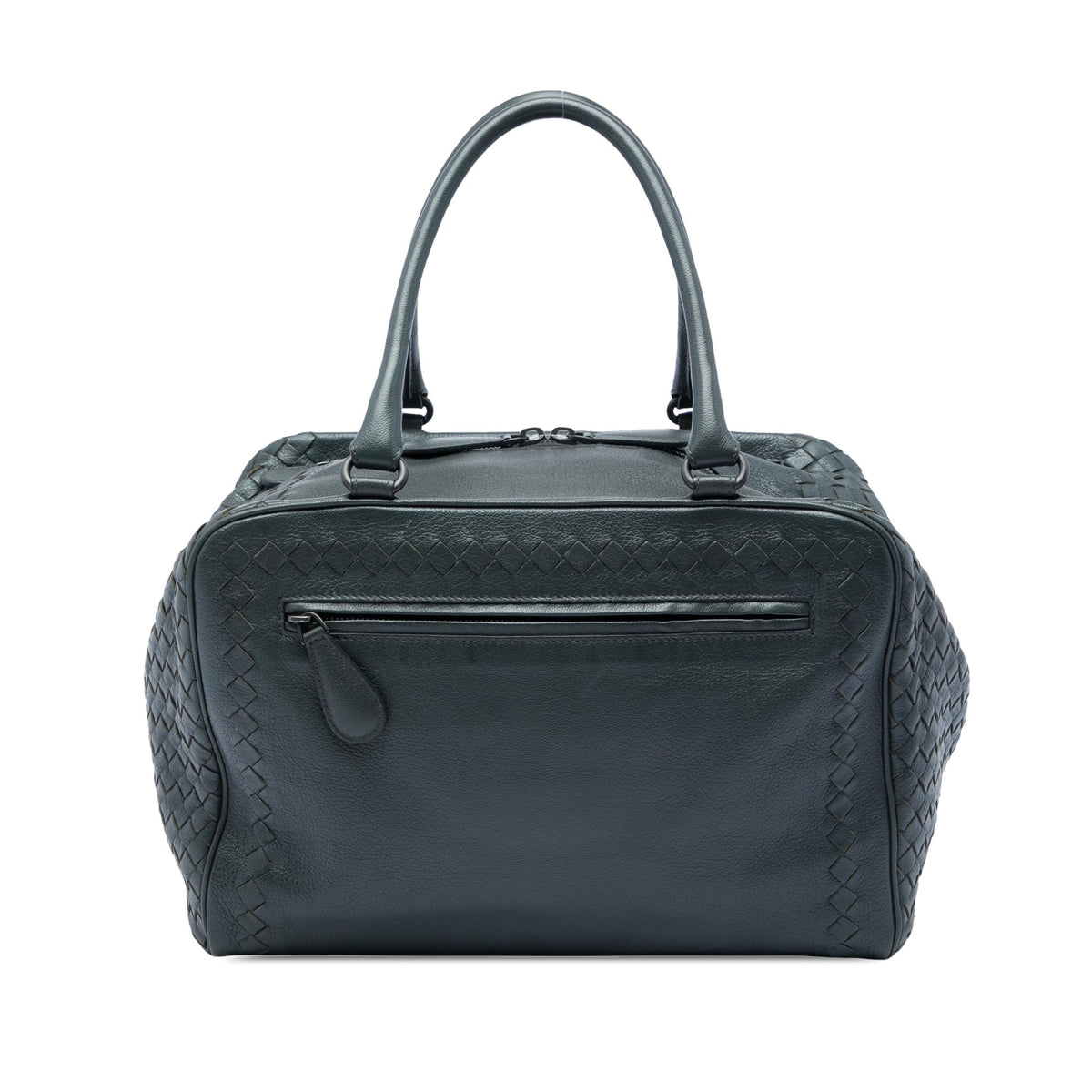 Bottega Veneta Intrecciato Trimmed Goatskin Madras Brera Handbag