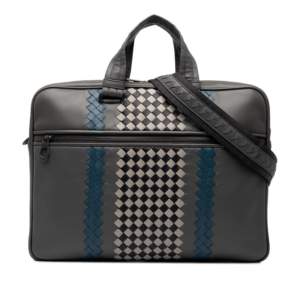 Bottega Veneta Intrecciato Trimmed Leather Briefcase