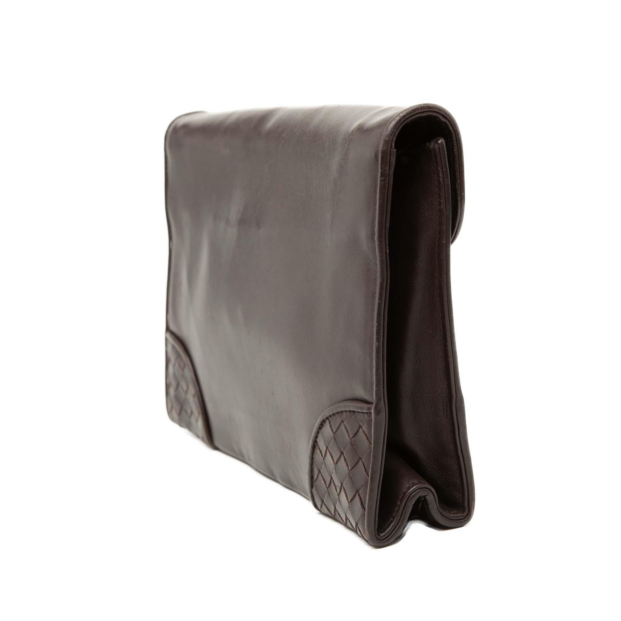 Bottega Veneta Intrecciato Trimmed Leather Clutch