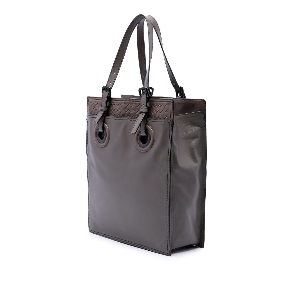 Bottega Veneta Intrecciato Trimmed Leather Oculus Tote