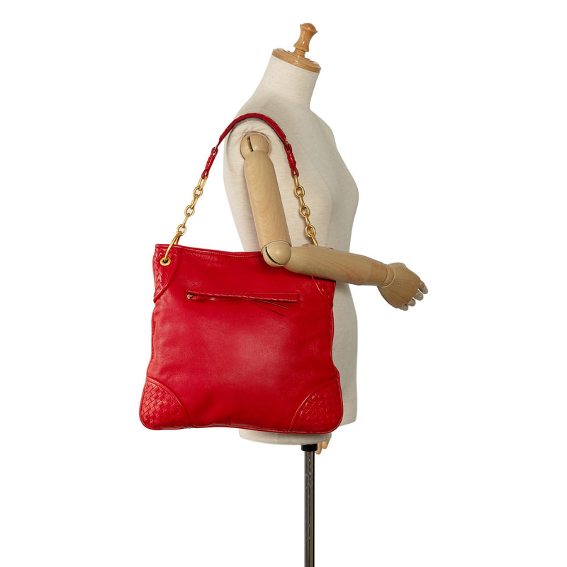 Bottega Veneta Intrecciato Trimmed Leather Shoulder Bag (SHG-3guURJ)