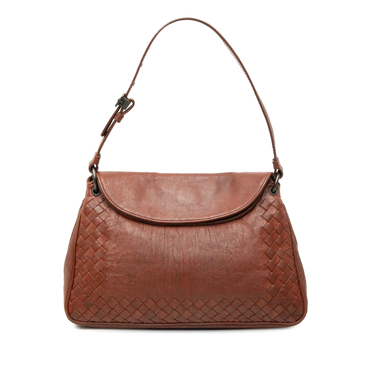 Bottega Veneta Intrecciato Trimmed Nappa Double Flap Shoulder Bag