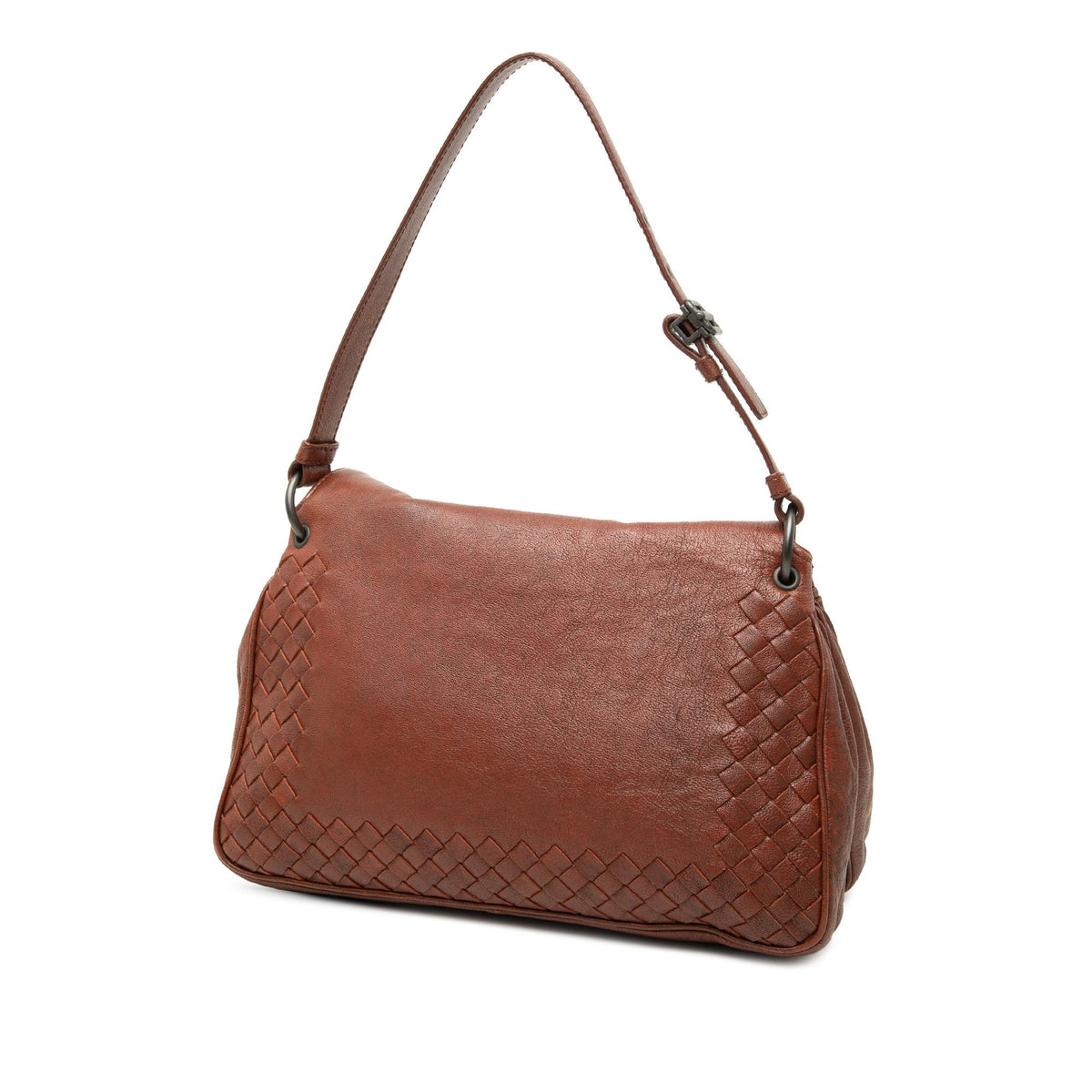 Bottega Veneta Intrecciato Trimmed Nappa Double Flap Shoulder Bag