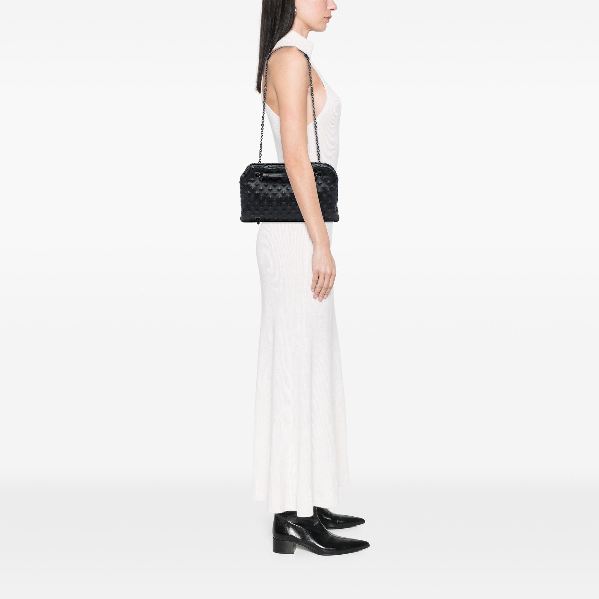 Bottega Veneta Intrecciato Trimmed Nappa Studded Duo Shoulder Bag