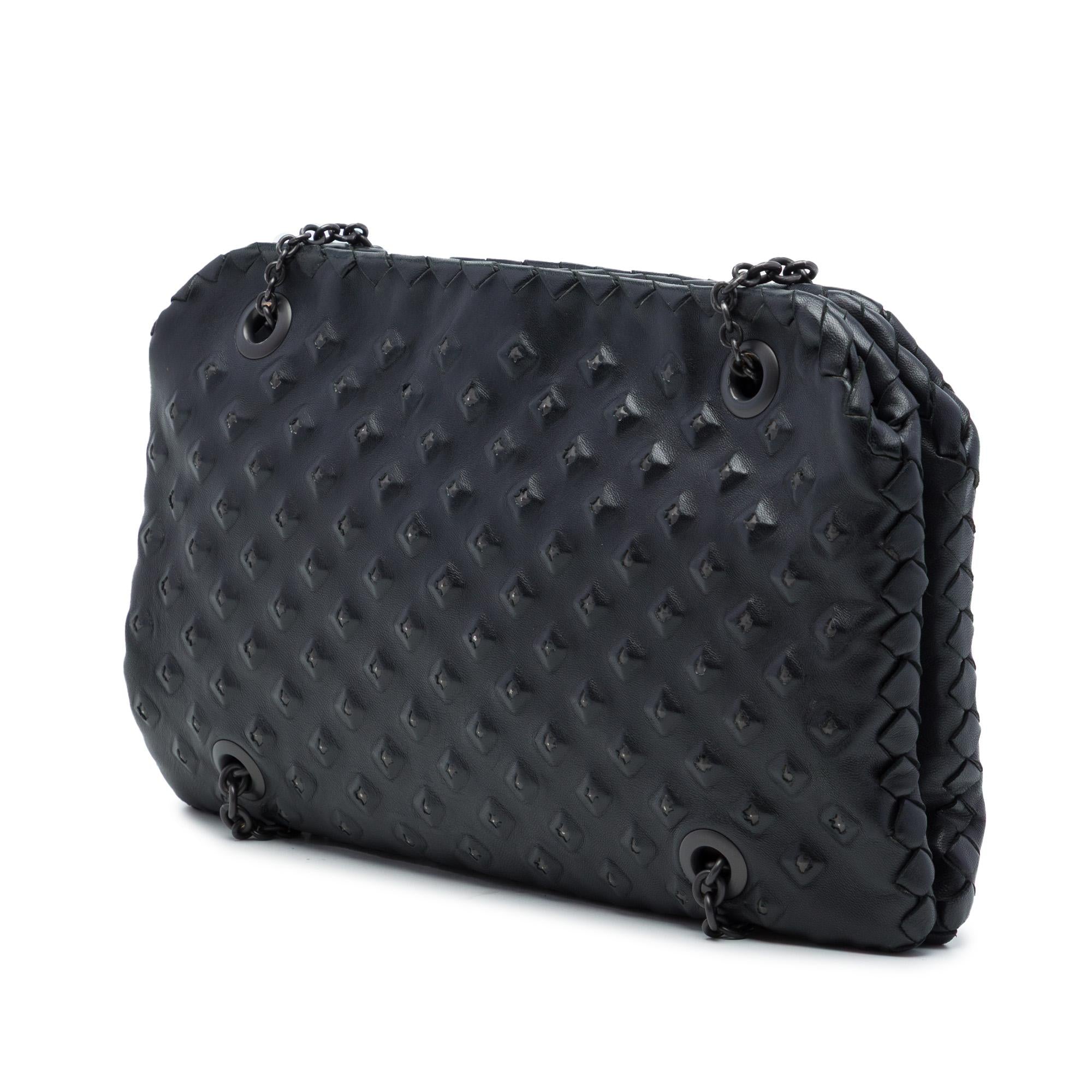 Bottega Veneta Intrecciato Trimmed Nappa Studded Duo Shoulder Bag