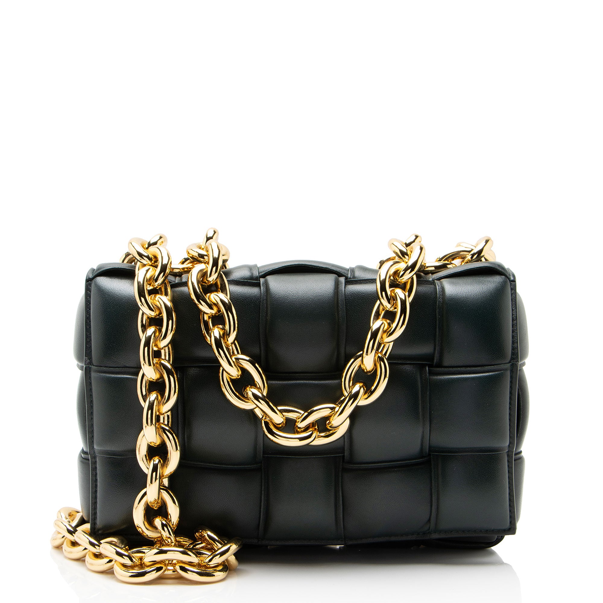 Bottega Veneta Lambskin Cassette Chain Maxi Shoulder Bag