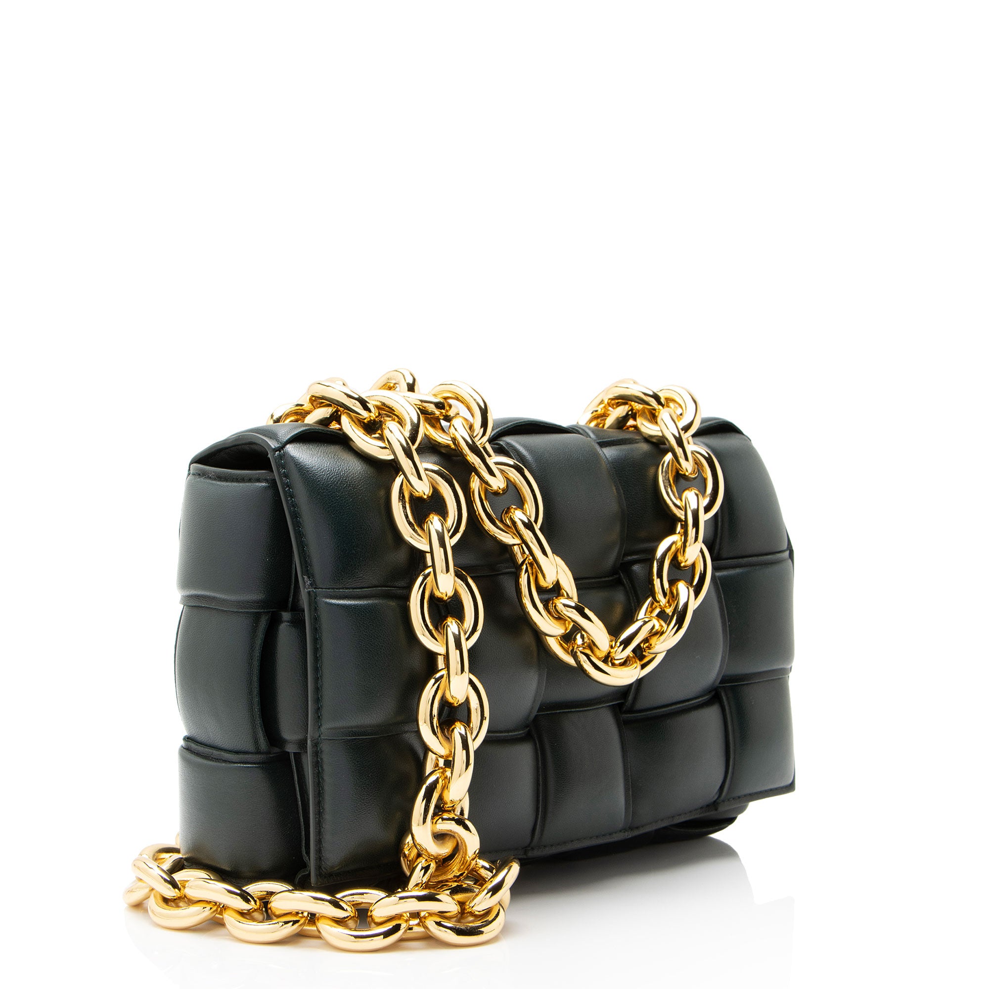 Bottega Veneta Lambskin Cassette Chain Maxi Shoulder Bag
