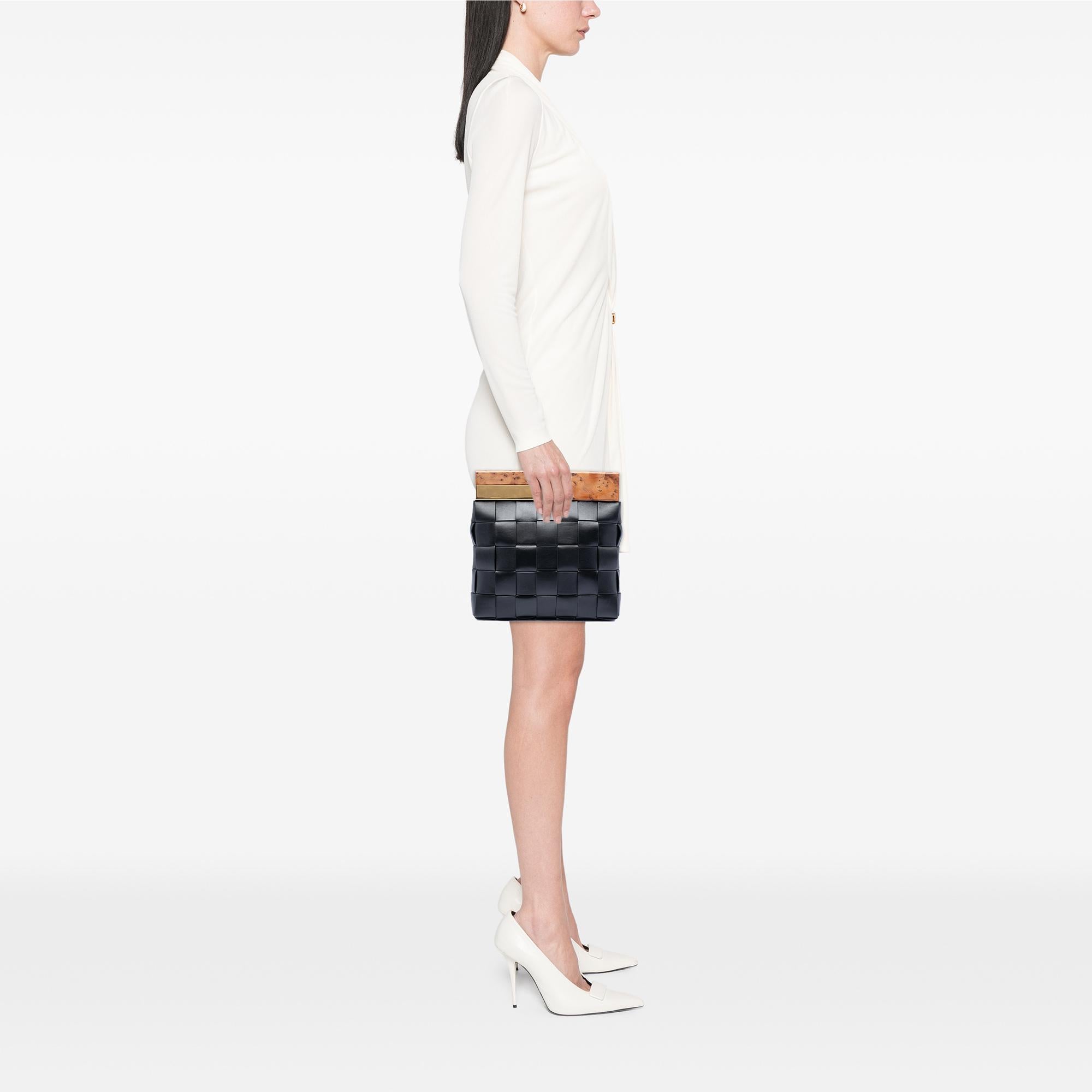 Bottega Veneta Lambskin Maxi Intrecciato The Snap Clutch